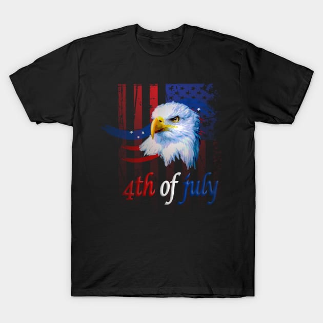 Happy 4th July American Eagle T-Shirt by The BlueJester